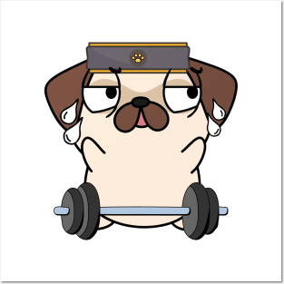 Funny pug is exercising Posters and Art